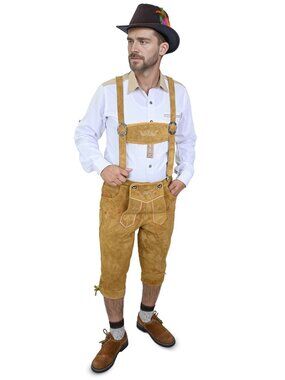 Men’s Bavarian Kniebundhosen Zimmer Oktoberfest Wear Golden Brown